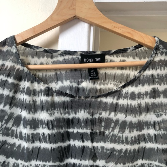 Ronen Chen ‘Emma’ oversized drape Top in Neptune Print (tiedye grey/black/white) - Picture 8 of 13